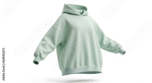 Stylish oversized mint green hoodie sweatshirt presented as a 3D mockup on a plain white background.