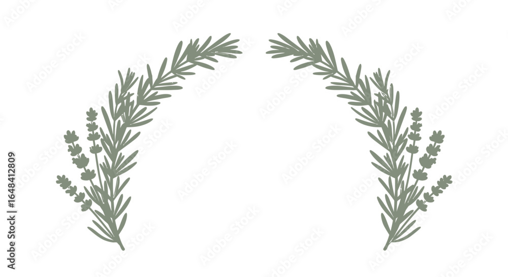 Naklejka premium Botanical arrangement showcasing lavender branches on a clean background