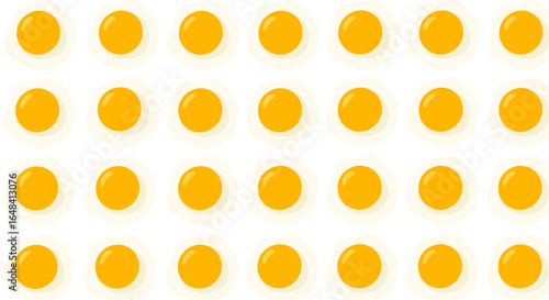 A whimsical arrangement of perfectly cooked fried eggs showcasing their golden yellow yolks and crisp white edges