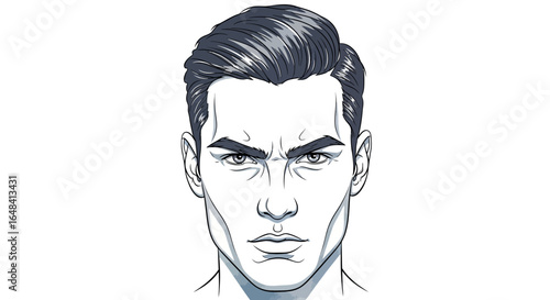 Portrait of an intense man with determined expression and styled hair