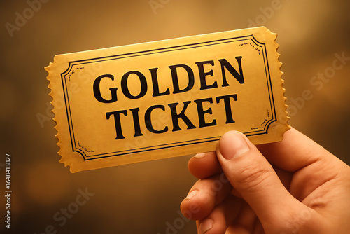 hand holding golden ticket
