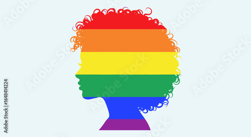 Silhouette portrait with vibrant rainbow pattern, expressive artistic design