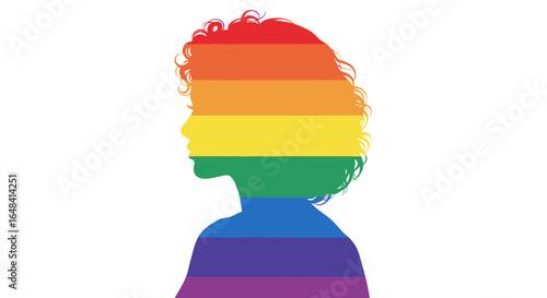 Silhouette profile with pride flag colors, symbolizing diversity and inclusion