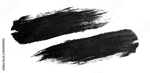 Two parallel, dark black paint brush strokes on a white background