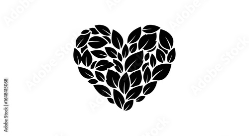 ecofriendly heart black leaf silhouette for nature sustainability and ecoconscious branding designs