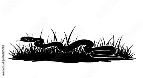 serene snake silhouette in tall grass perfect for ecofriendly wildlife and naturethemed designs logos and illustrations