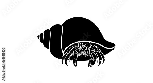 stylized hermit crab silhouette perfect for ecofriendly oceanthemed designs logos and marinelife branding projects
