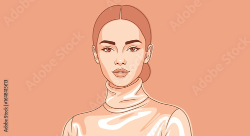 Stylized vector portrait of a woman with a gentle, minimalist aesthetic