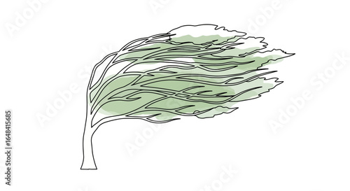 windy tree blowing in the wind clip art preview