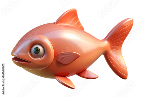 Orange cartoon fish with big eye animal aquatic