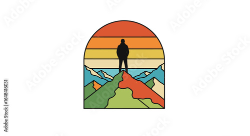 achieve peak performance retrostyled mountaintop silhouette illustration for success adventure and goal achievement visuals