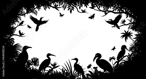 elegant tropical bird silhouette frame perfect for ecofriendly branding travel brochures or naturethemed invitations