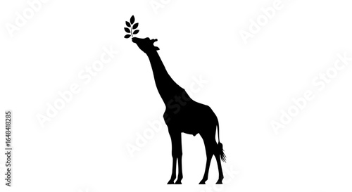 elegant giraffe silhouette reaching for leaves perfect for ecofriendly brands african safari themes and natureinspired designs