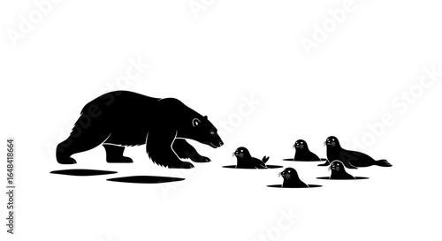 polar bear encountering seal pups a dramatic silhouette for arctic wildlife nature and conservation projects