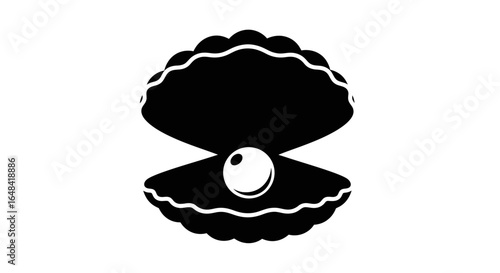 discover the hidden gem a sleek black and white icon of a pearl in a clam shell for luxury branding websites and app designs