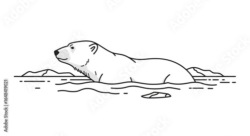 polar bear in arctic waters minimalist line art for ecoconscious branding wildlife conservation projects and arcticthemed designs
