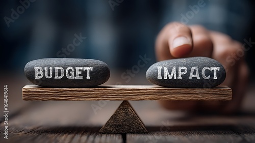 Balancing budget and impact on a wooden scale