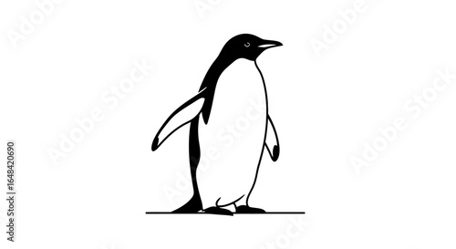 elegant black and white penguin illustration perfect for childrens books logos or naturethemed designs