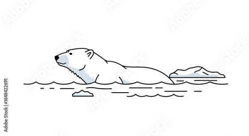 polar bear in minimalist line art arctic wildlife illustration for conservation projects ecofriendly brands and childrens books