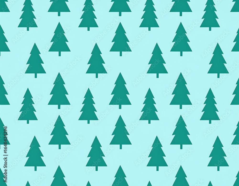 Teal pine trees on light teal background Teal pine trees on light teal background