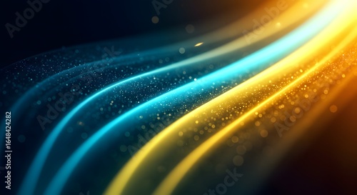 Abstract colorful dynamic flowing lines  representing energy and movement. The bright colors contrast against a dark background  creating a sense of visual interest and energy. 