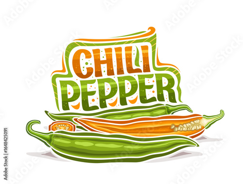 Vector logo for green and orange Chili Pepper