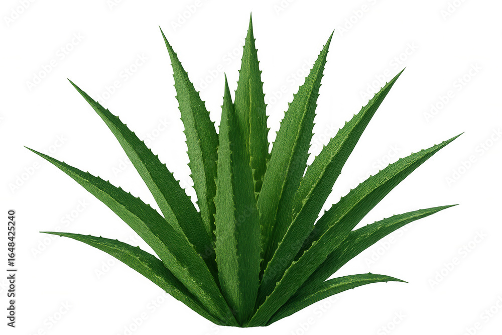 Fototapeta premium Vibrant green agave plant with pointed leaves, isolated on a transparent background, ideal for compositions related to nature, desert landscapes, or tequila production