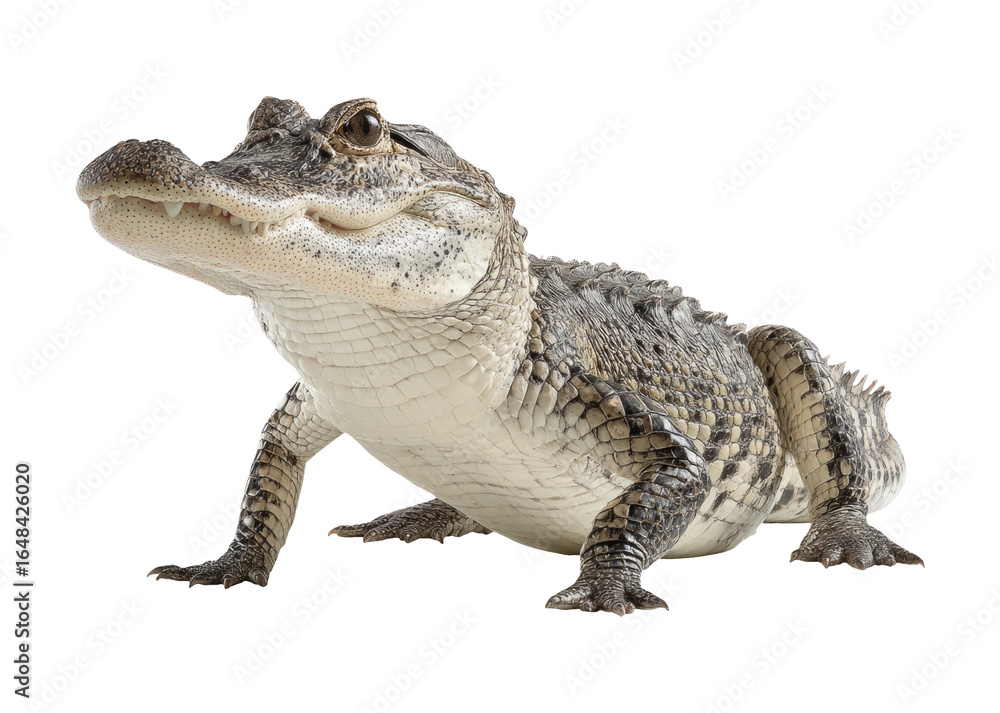 Obraz premium Muscular Alligator Standing in Front View Isolated on Transparent Background