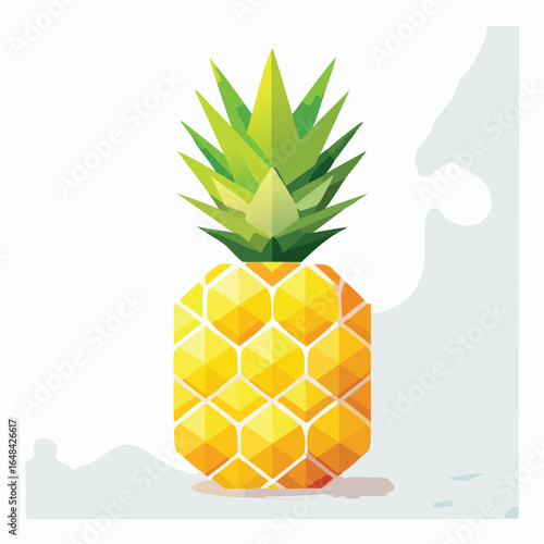 Geometric illustration of a ripe pineapple with a green crown, set against a light background.