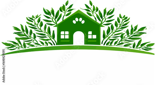 Green house logo with foliage illustration