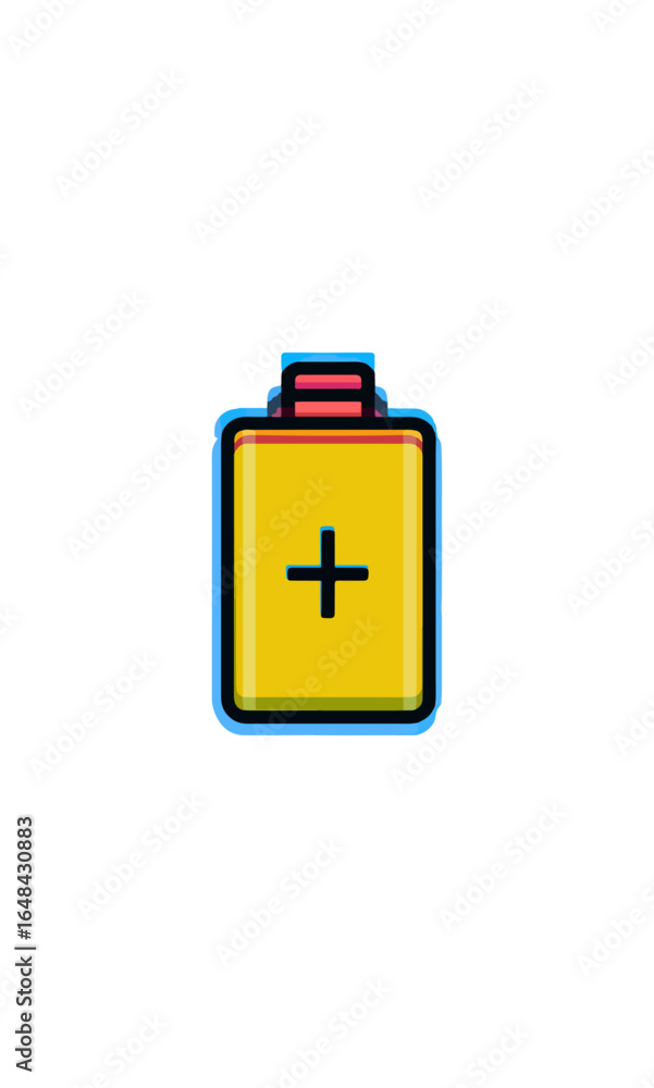 Obraz premium Simple bright yellow battery icon illustration