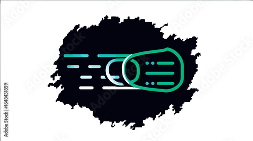 Teal white snowshoes graphic design illustration