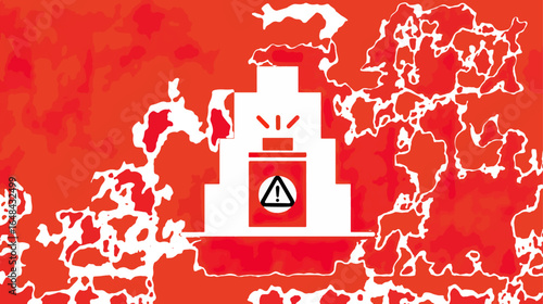 Warning symbol illustration on abstract background