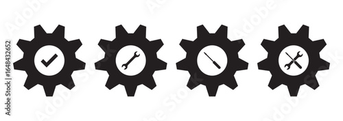 Gear and Settings Icons. Cogwheel vector icon. Black gear wheel web icons. Vector illustration. illustration of simple gear icon design eps 10