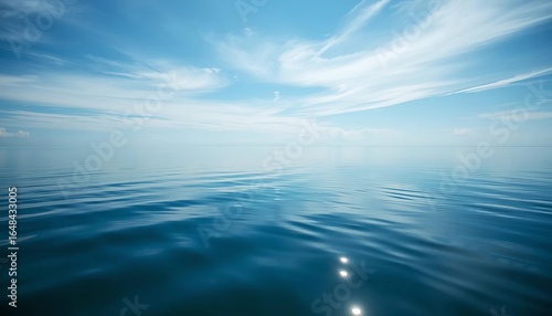Fototapeta Naklejka Na Ścianę i Meble -  Calm lake water reflecting blue sky, gentle ripples,  environment,  clean