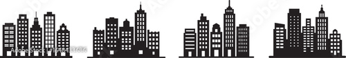 City skyline silhouettes isolated on white background for design and decoration