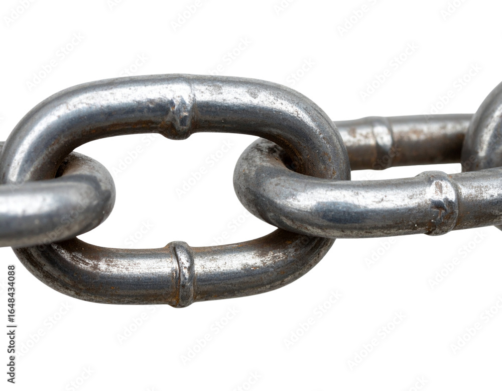 Fototapeta premium Industrial Broken Chain Fragment, isolated on transparent background