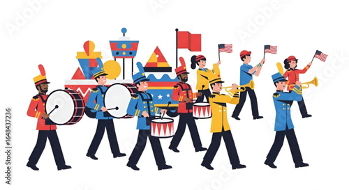 Labor Day parade with local marching band performance