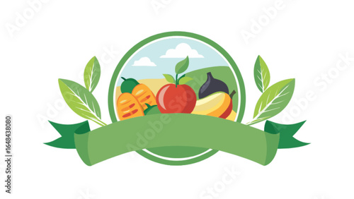 Organic farm fresh fruits and vegetables banner vector illustration for healthy eating and lifestyle design