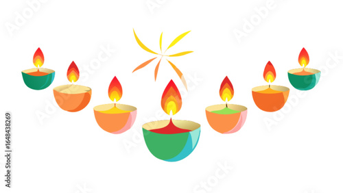 Diwali festival of lights celebration with diyas and decorative elements vector illustration design art