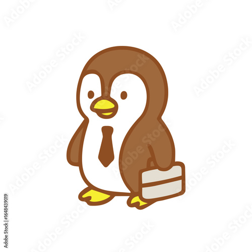 Business Penguin with Briefcase and Tie