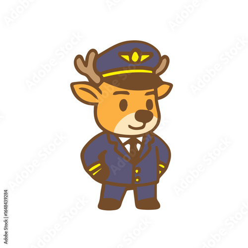 Cartoon Deer Pilot Ready for Takeoff