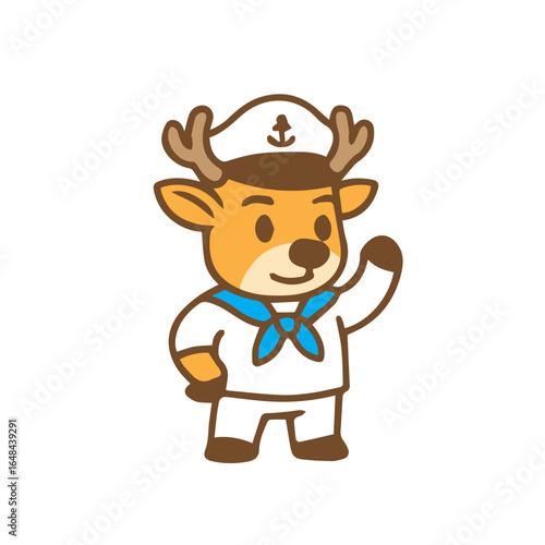 Charming Deer Sailor Mascot with Sailor Hat and Uniform