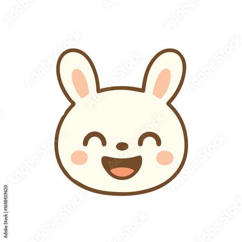 Cute Cartoon Bunny Face with Smiling Expression