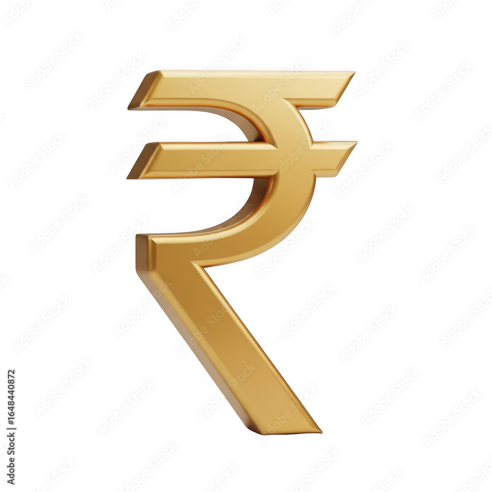 Fototapeta premium Golden Indian Rupee Symbol on Black Background Represents Financial Wealth and Economic Growth in India