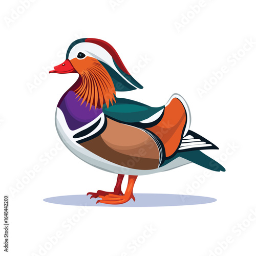 Vibrant illustration of a Mandarin duck, showcasing its colorful plumage and intricate details.
