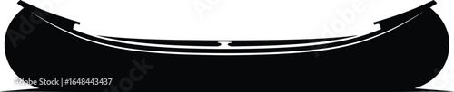 Black silhouette of a canoe, perfect for illustrating water sports, outdoor adventures, or recreational activities in a simple and elegant design
