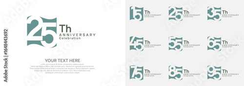 Anniversary logo set vector design, green color for celebration event