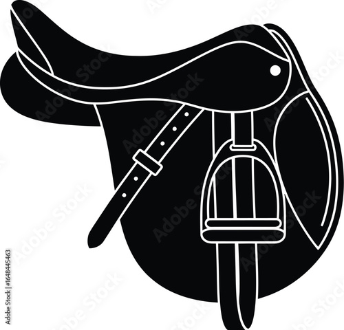 A horse saddle is essential equipment for equestrian sport, providing a leather seat with stirrups and straps, designed for comfort and safety