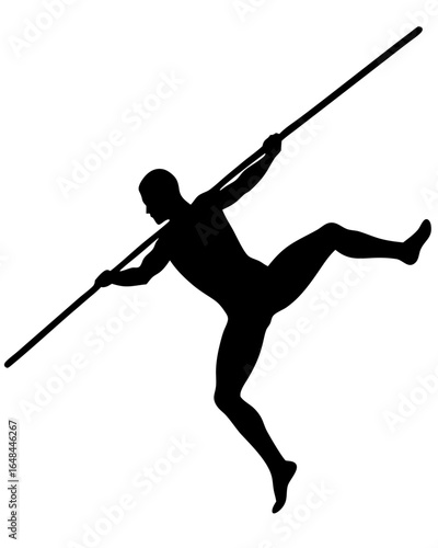 Dynamic silhouette of athlete pole vaulting with power and grace, representing athleticism and determination
